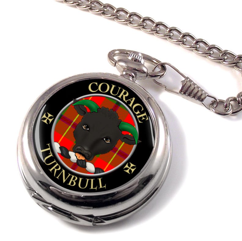 Image 1 of Turnbull Clan Crest Round Shaped Chrome Plated Pocket Watch