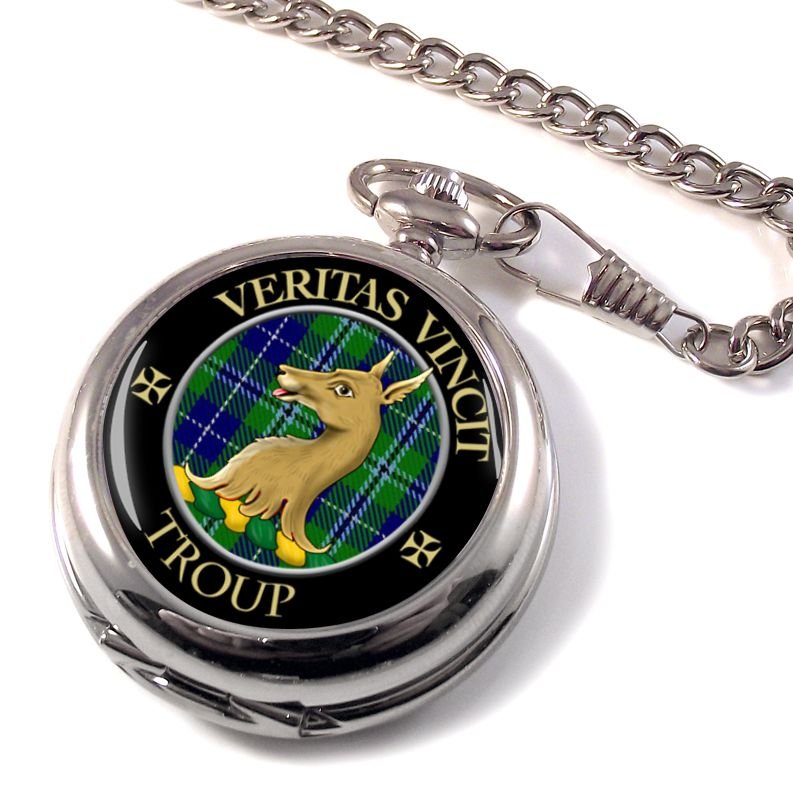 Image 1 of Troup Clan Crest Round Shaped Chrome Plated Pocket Watch