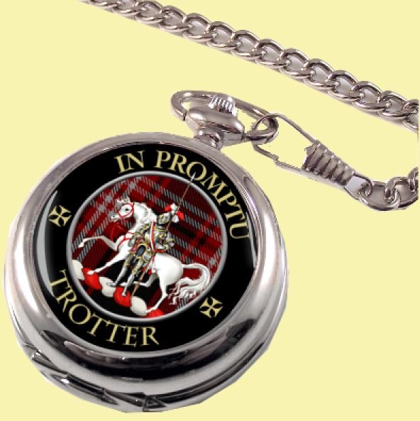 Image 0 of Trotter Clan Crest Round Shaped Chrome Plated Pocket Watch
