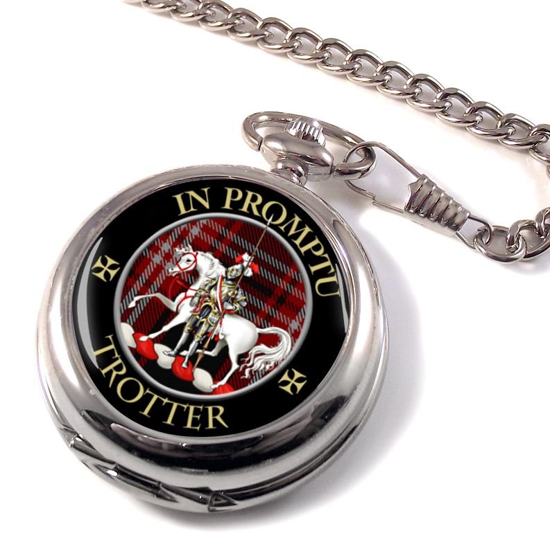 Image 1 of Trotter Clan Crest Round Shaped Chrome Plated Pocket Watch