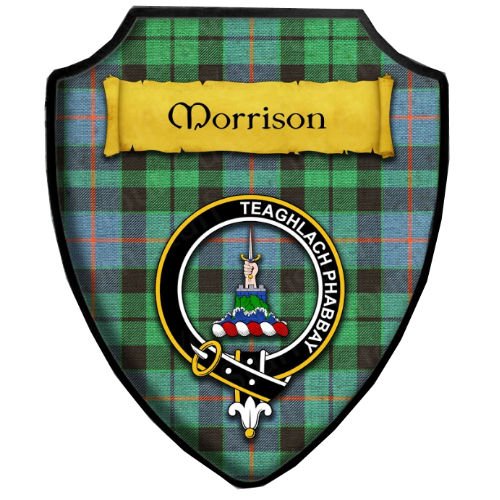 Image 2 of Morrison Weathered Ancient Tartan Crest Wooden Wall Plaque Shield
