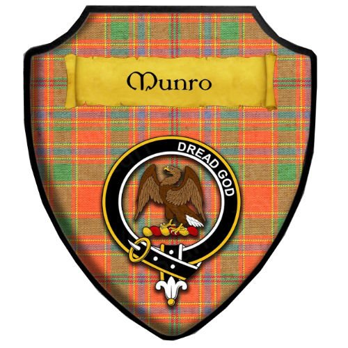 Image 2 of Munro Ancient Tartan Crest Wooden Wall Plaque Shield