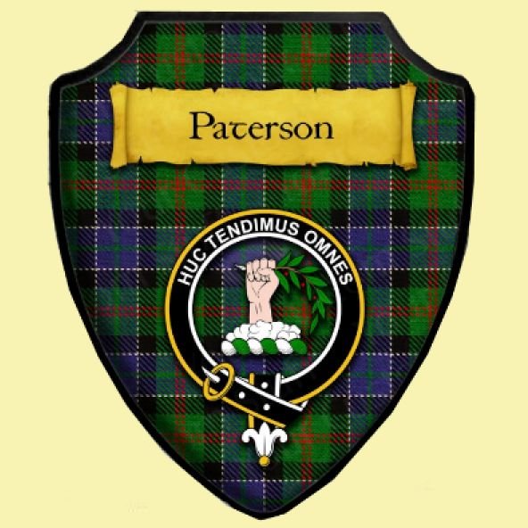 Image 0 of Paterson Modern Tartan Crest Wooden Wall Plaque Shield