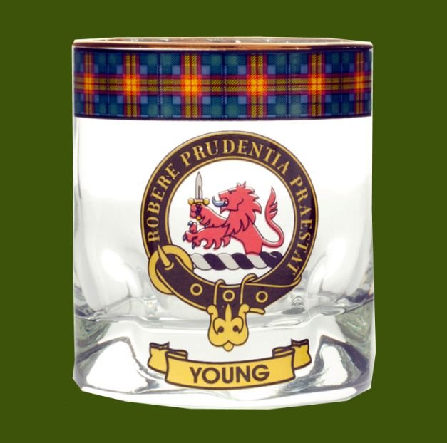 Image 0 of Young Clansman Crest Tartan Tumbler Whisky Glass Set of 2