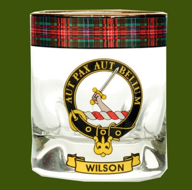 Image 0 of Wilson Clansman Crest Tartan Tumbler Whisky Glass Set of 4