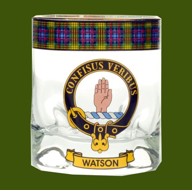 Image 0 of Watson Clansman Crest Tartan Tumbler Whisky Glass Set of 4