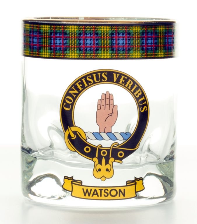 Image 1 of Watson Clansman Crest Tartan Tumbler Whisky Glass Set of 4