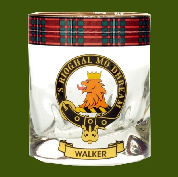 Image 0 of Walker Clansman Crest Tartan Tumbler Whisky Glass Set of 4