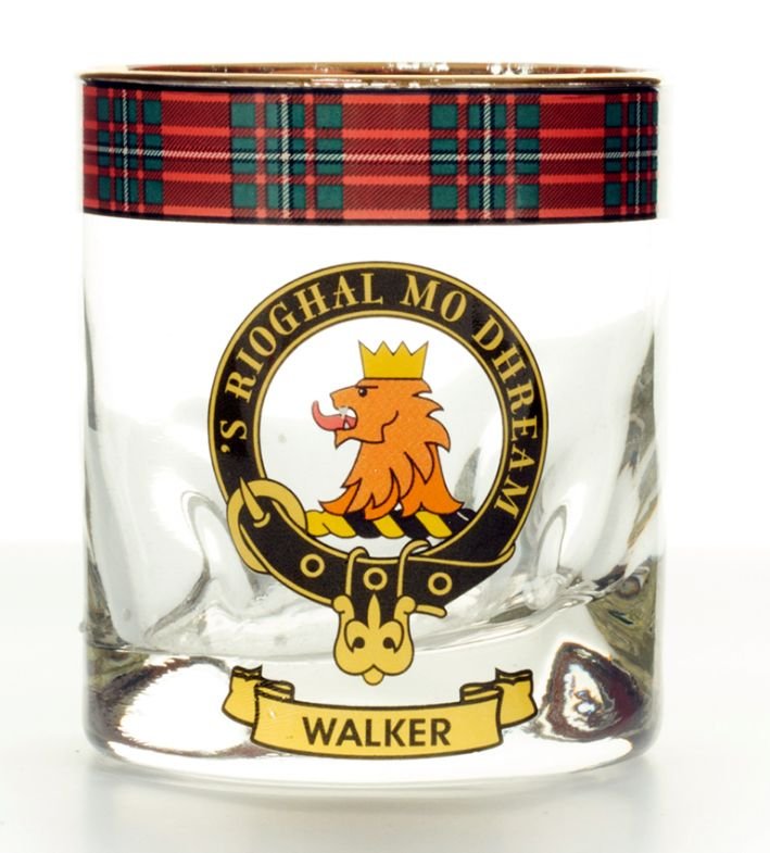 Image 1 of Walker Clansman Crest Tartan Tumbler Whisky Glass Set of 4