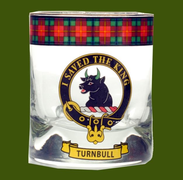 Image 0 of Turnbull Clansman Crest Tartan Tumbler Whisky Glass Set of 4