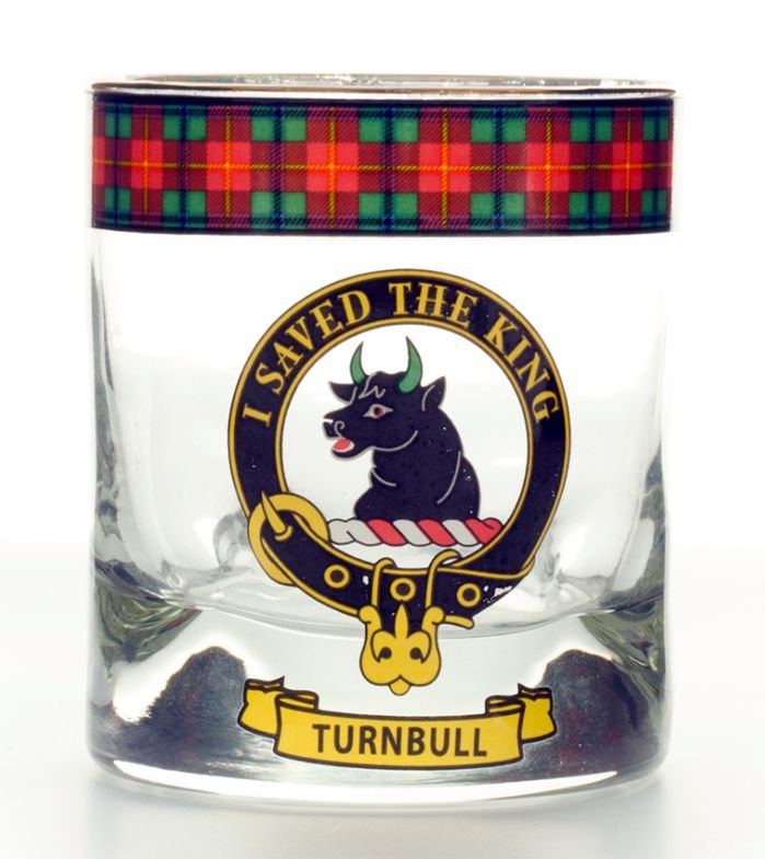 Image 1 of Turnbull Clansman Crest Tartan Tumbler Whisky Glass Set of 4