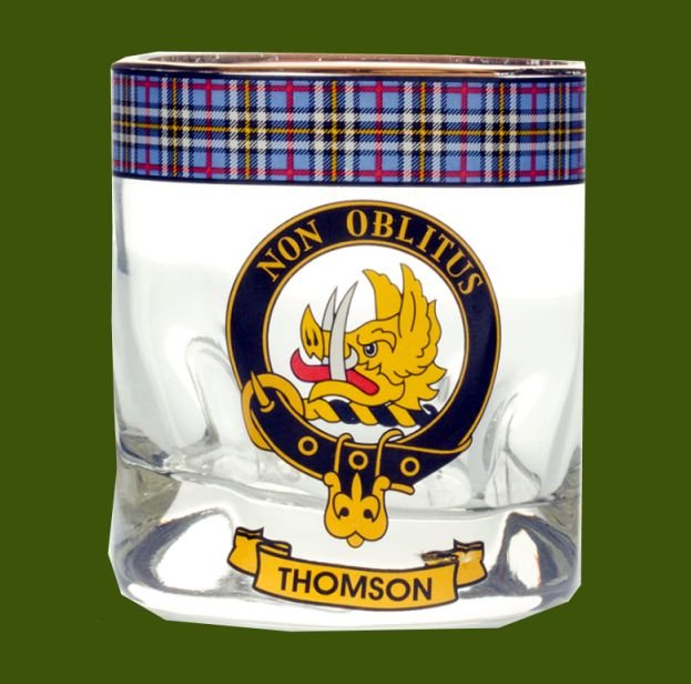 Image 0 of Thomson Clansman Crest Tartan Tumbler Whisky Glass Set of 2