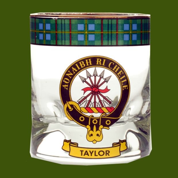 Image 0 of Taylor Clansman Crest Tartan Tumbler Whisky Glass Set of 4