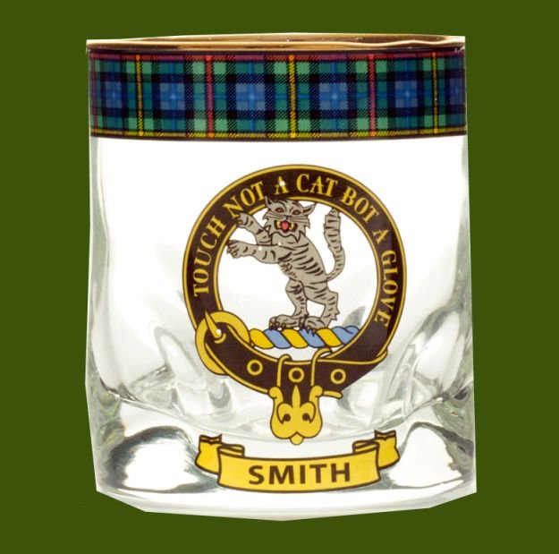 Image 0 of Smith Clansman Crest Tartan Tumbler Whisky Glass Set of 4