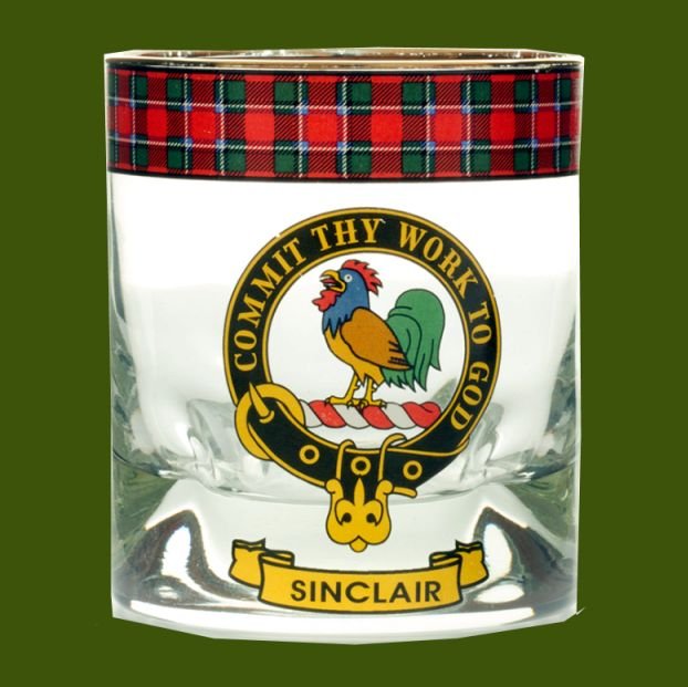 Image 0 of Sinclair Clansman Crest Tartan Tumbler Whisky Glass Set of 4