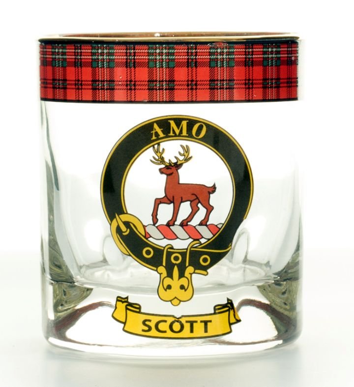 Image 1 of Scott Clansman Crest Tartan Tumbler Whisky Glass Set of 2