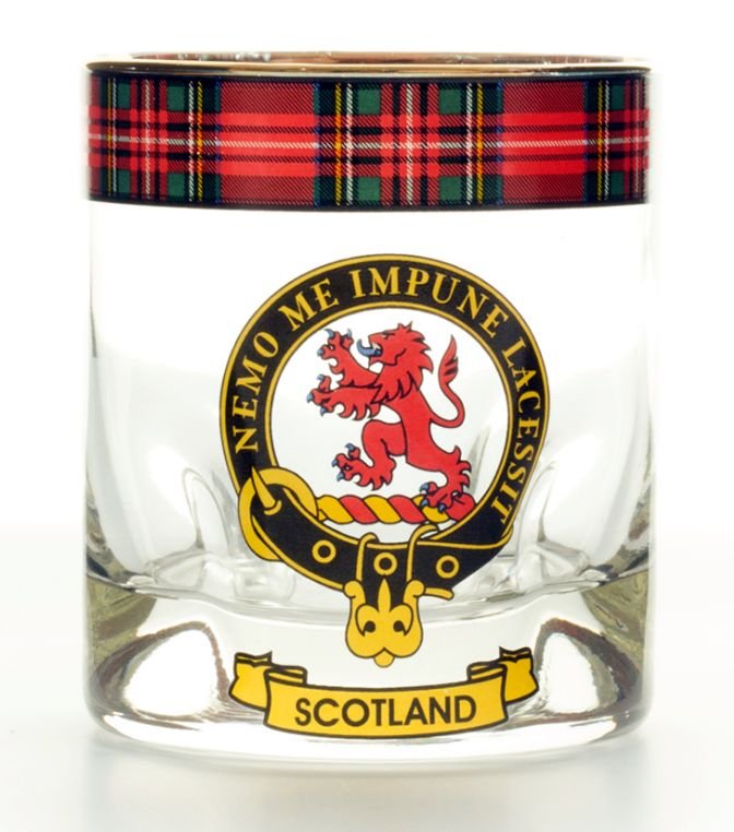 Image 1 of Scotland Clansman Crest Tartan Tumbler Whisky Glass Set of 4