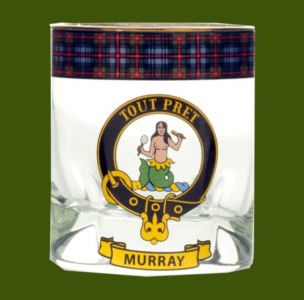 Image 0 of Murray Clansman Crest Tartan Tumbler Whisky Glass Set of 2