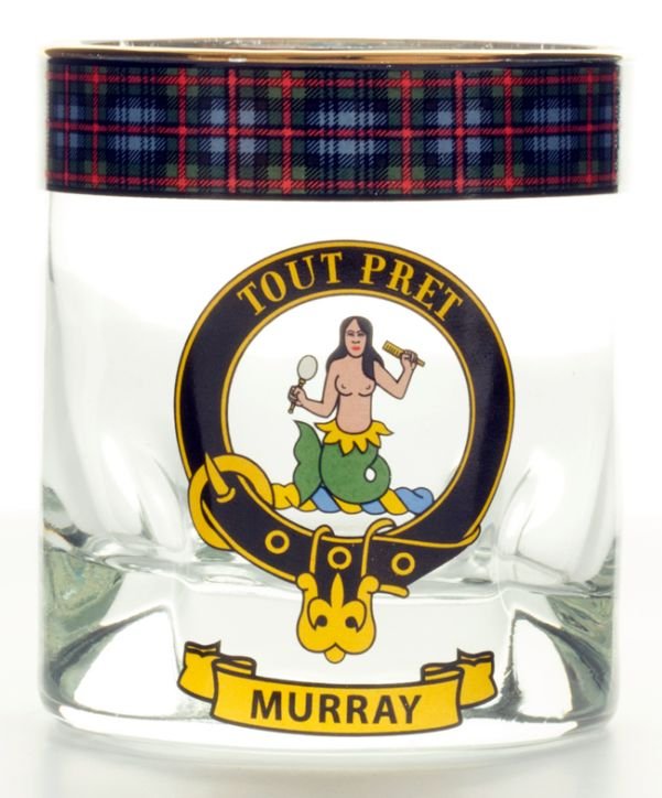 Image 1 of Murray Clansman Crest Tartan Tumbler Whisky Glass Set of 2