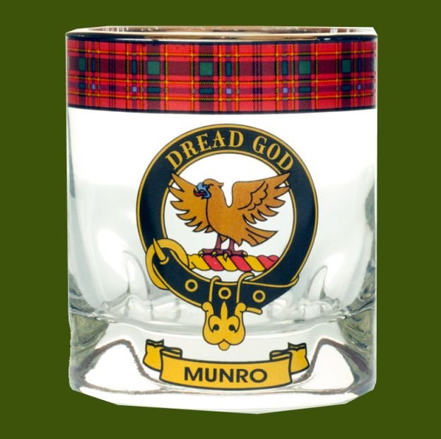 Image 0 of Munro Clansman Crest Tartan Tumbler Whisky Glass Set of 2