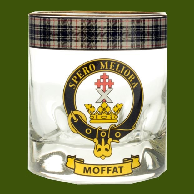 Image 0 of Moffat Clansman Crest Tartan Tumbler Whisky Glass Set of 2