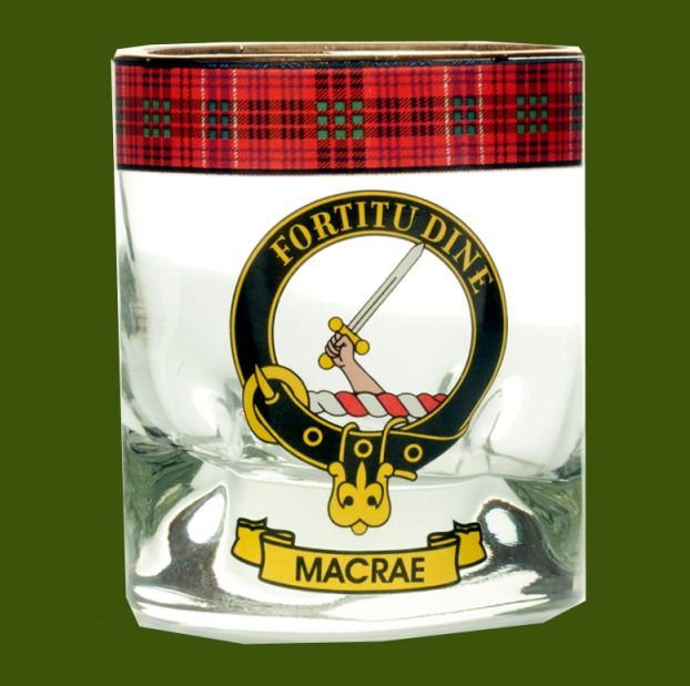Image 0 of MacRae Clansman Crest Tartan Tumbler Whisky Glass Set of 4