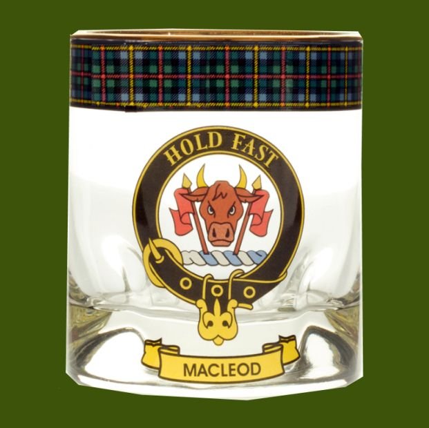 Image 0 of MacLeod Of Harris Clansman Crest Tartan Tumbler Whisky Glass Set of 2