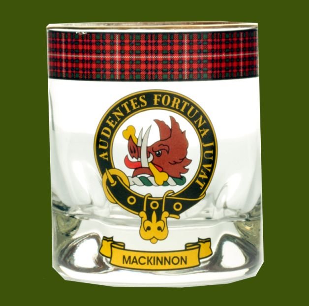 Image 0 of MacKinnon Clansman Crest Tartan Tumbler Whisky Glass Set of 4