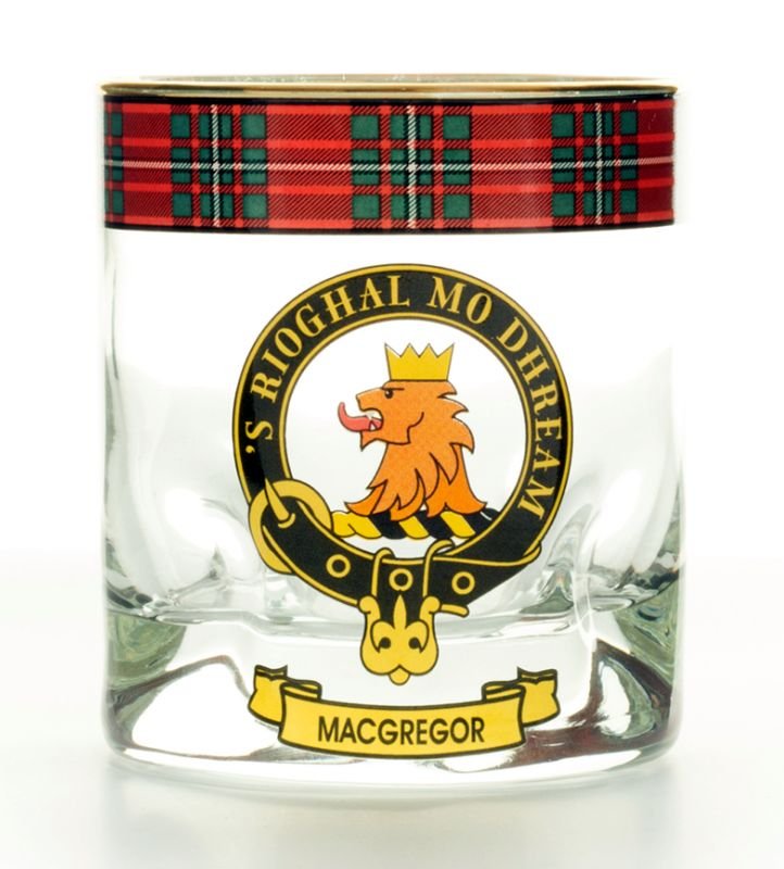 Image 1 of MacGregor Clansman Crest Tartan Tumbler Whisky Glass Set of 2