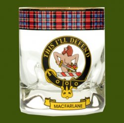 MacFarlane Clansman Crest Tartan Tumbler Whisky Glass Set of 2