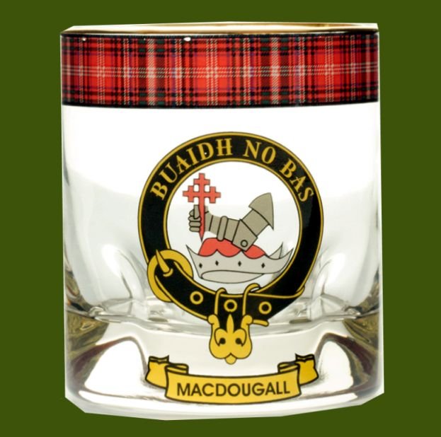 Image 0 of MacDougall Clansman Crest Tartan Tumbler Whisky Glass Set of 2