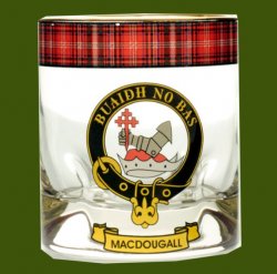 MacDougall Clansman Crest Tartan Tumbler Whisky Glass Set of 2