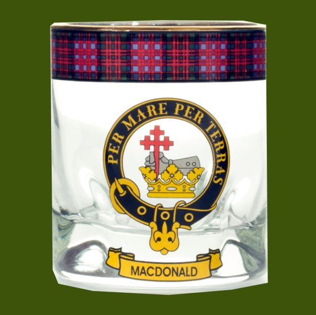 Image 0 of MacDonald Clansman Crest Tartan Tumbler Whisky Glass Set of 2