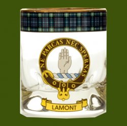 Lamont Clansman Crest Tartan Tumbler Whisky Glass Set of 2
