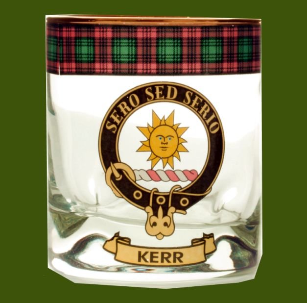 Image 0 of Kerr Clansman Crest Tartan Tumbler Whisky Glass Set of 2