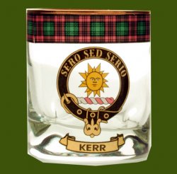 Kerr Clansman Crest Tartan Tumbler Whisky Glass Set of 4