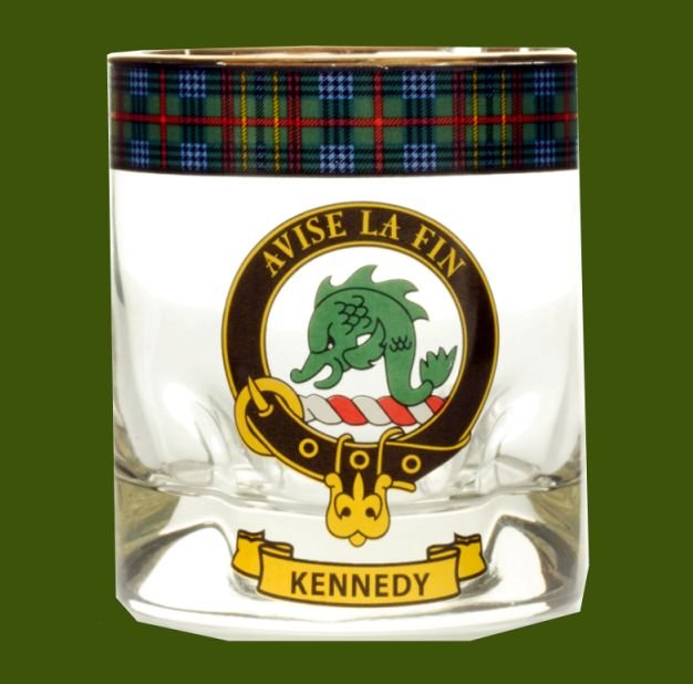 Image 0 of Kennedy Clansman Crest Tartan Tumbler Whisky Glass Set of 2