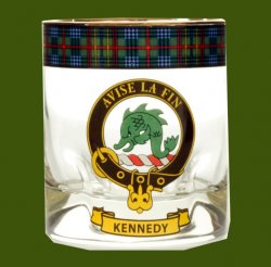 Kennedy Clansman Crest Tartan Tumbler Whisky Glass Set of 2