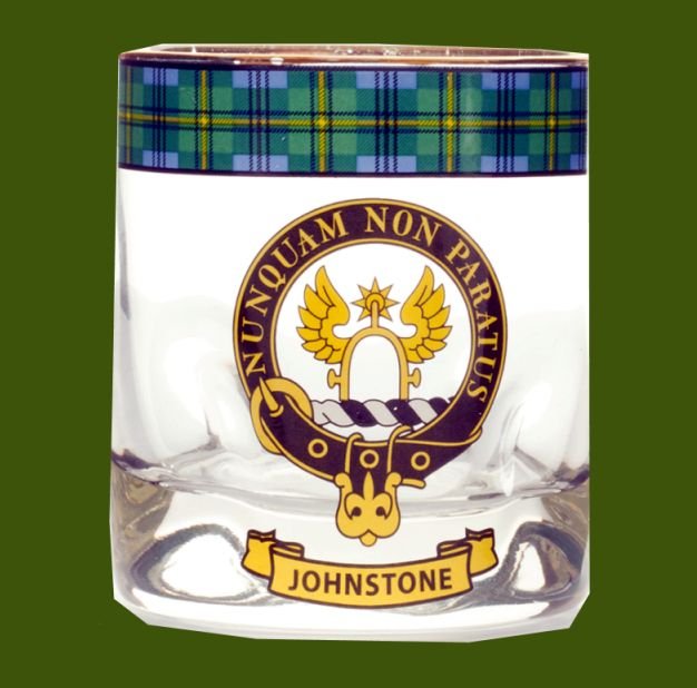 Image 0 of Johnstone Clansman Crest Tartan Tumbler Whisky Glass Set of 2