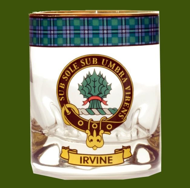 Image 0 of Irvine Clansman Crest Tartan Tumbler Whisky Glass Set of 4