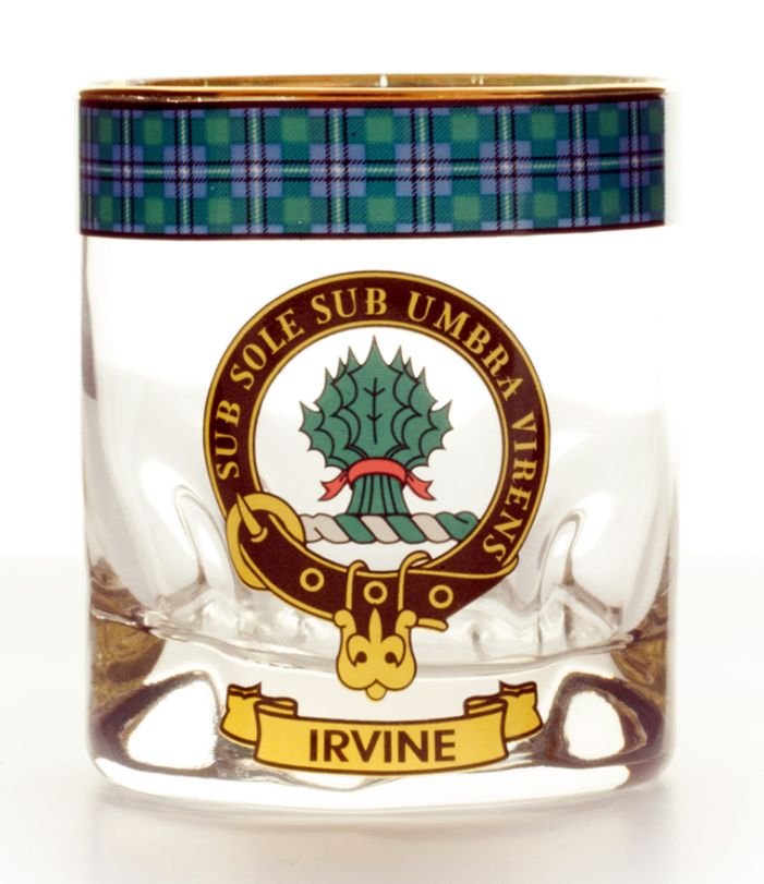 Image 1 of Irvine Clansman Crest Tartan Tumbler Whisky Glass Set of 4
