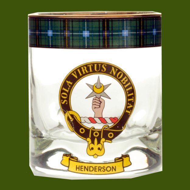 Image 0 of Henderson Clansman Crest Tartan Tumbler Whisky Glass Set of 2