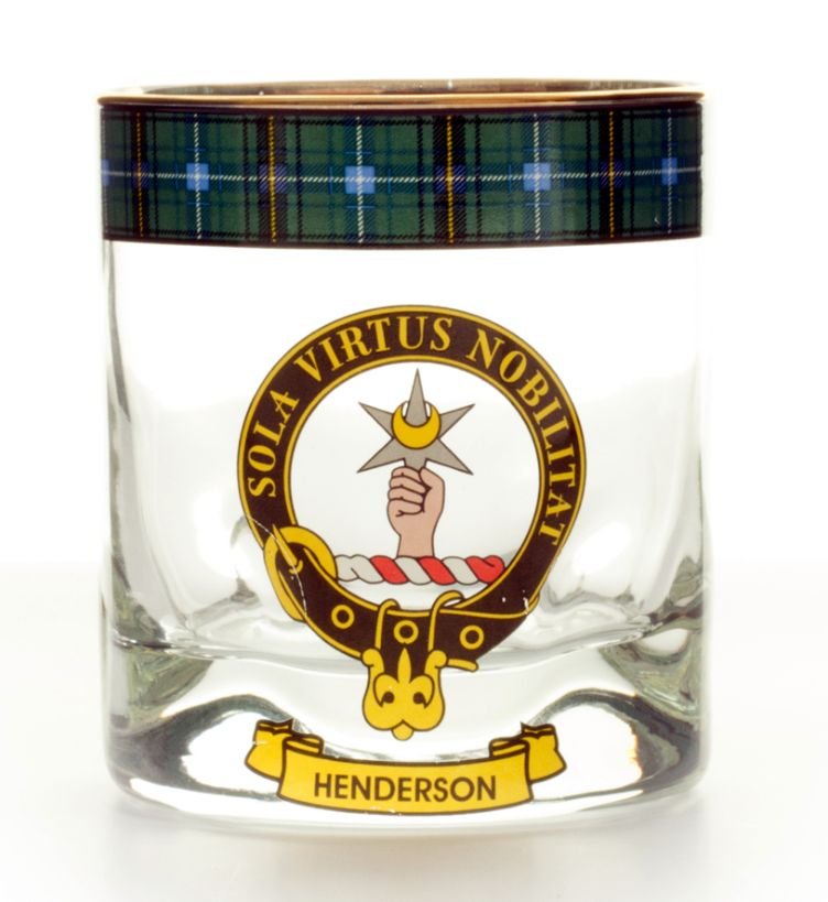 Image 1 of Henderson Clansman Crest Tartan Tumbler Whisky Glass Set of 2