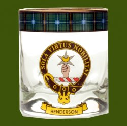 Henderson Clansman Crest Tartan Tumbler Whisky Glass Set of 4