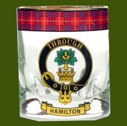 Hamilton Clansman Crest Tartan Tumbler Whisky Glass Set of 2