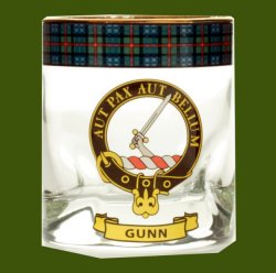 Gunn Clansman Crest Tartan Tumbler Whisky Glass Set of 2