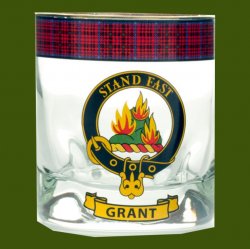Grant Clansman Crest Tartan Tumbler Whisky Glass Set of 2