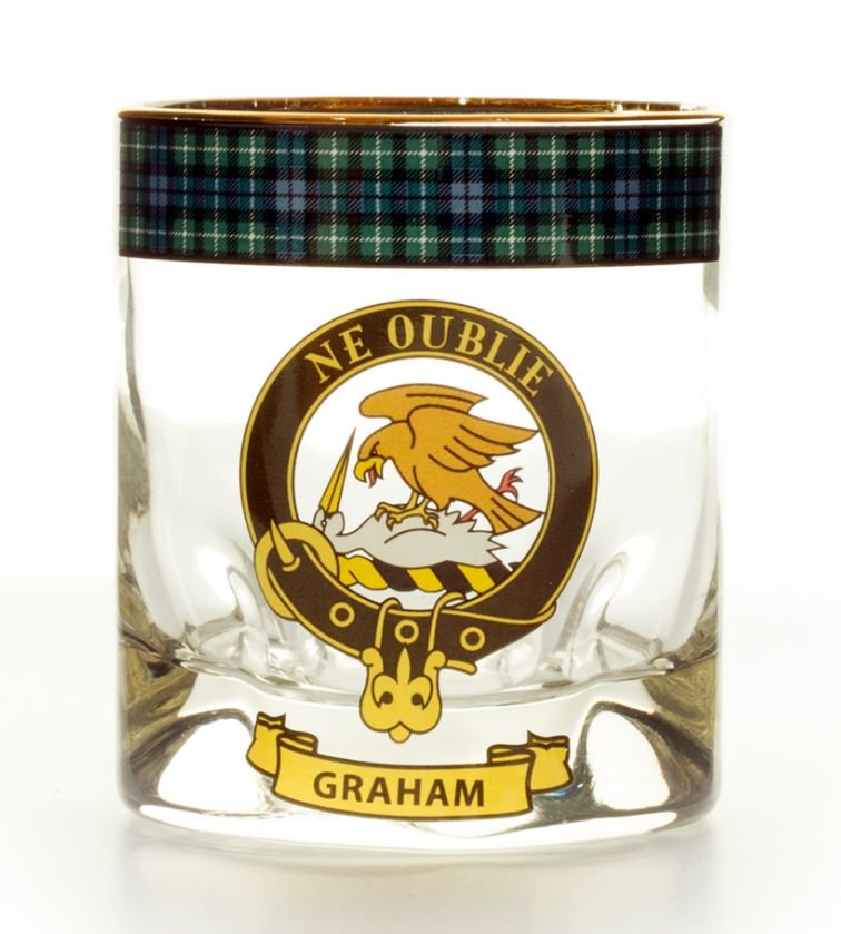 Image 1 of Graham Clansman Crest Tartan Tumbler Whisky Glass Set of 2
