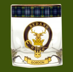 Gordon Clansman Crest Tartan Tumbler Whisky Glass Set of 2
