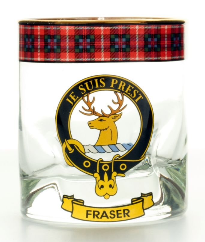 Image 1 of Fraser Of Lovat Clansman Crest Tartan Tumbler Whisky Glass Set of 2